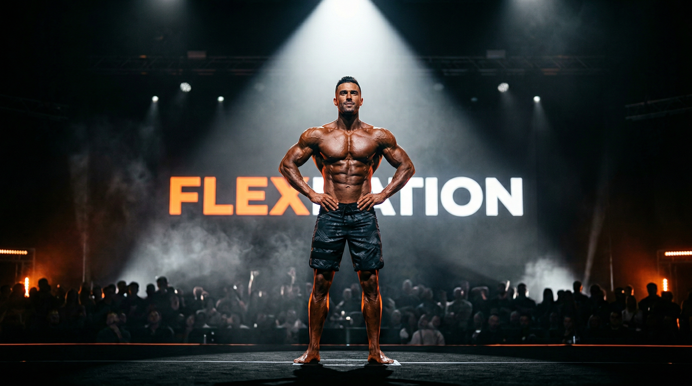 FlexNation cinematic bodybuilding hero